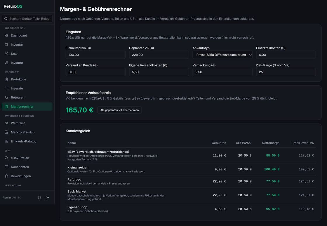 Margen- und Gebührenrechner